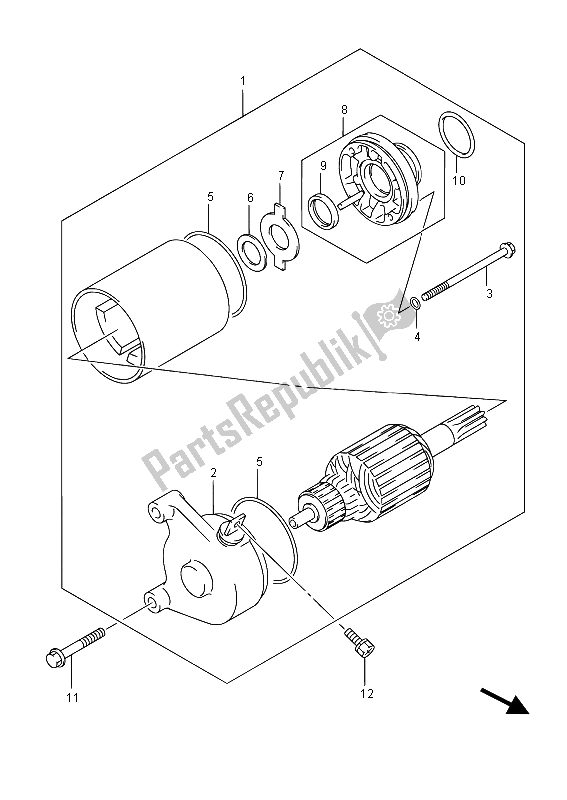 All parts for the Starting Motor of the Suzuki RV 125 2015