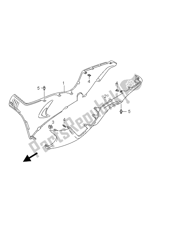 All parts for the Side Leg Shield (an400) of the Suzuki Burgman AN 400S 2006