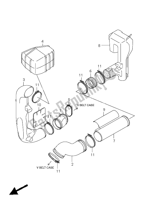 All parts for the Cooling Duct of the Suzuki LT A 450 XZ Kingquad 4X4 2009