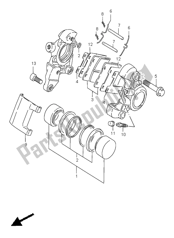 Toutes les pièces pour le étrier Arrière du Suzuki VS 1400 Intruder 2001