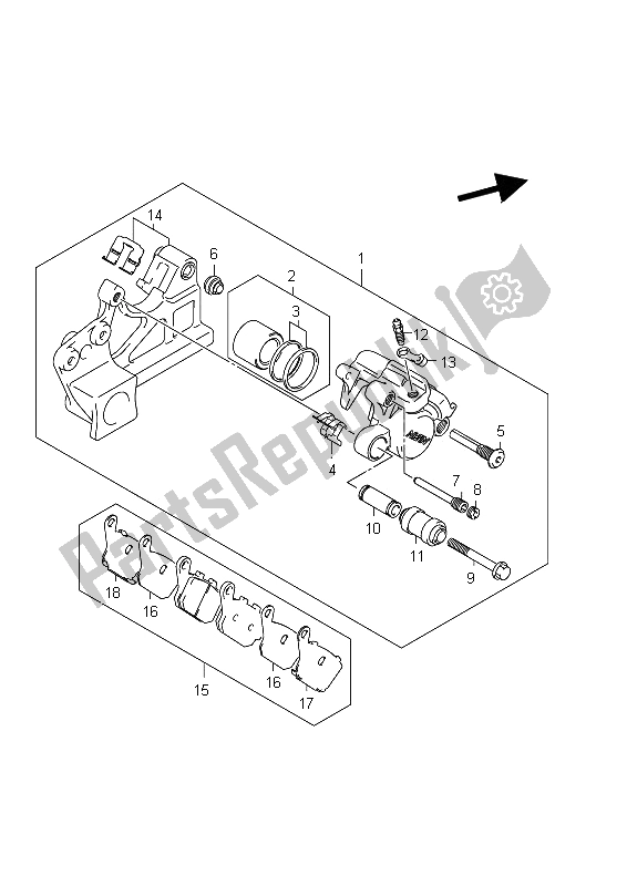 Alle onderdelen voor de Achter Remklauw (gsf1250sa E24) van de Suzuki GSF 1250 SA Bandit 2012