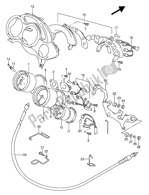 Alle onderdelen voor de Snelheidsmeter van de Suzuki RF 600 RU 1994