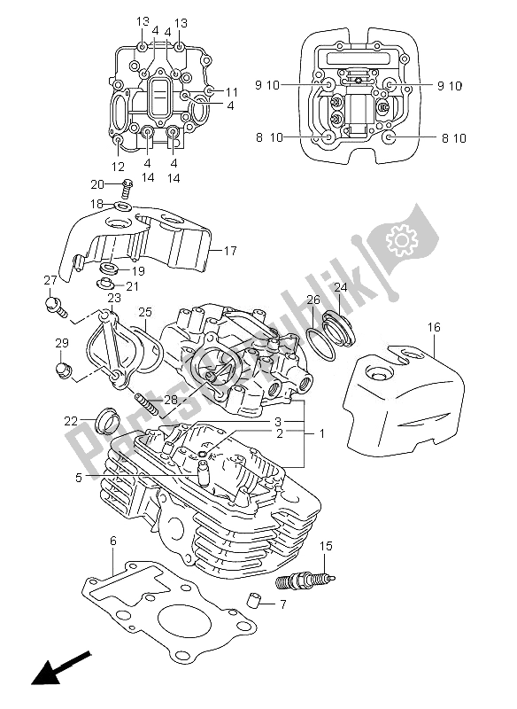 Tutte le parti per il Testata (posteriore) del Suzuki VL 250 Intruder 2007