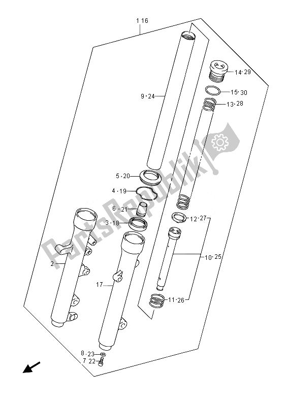 Toutes les pièces pour le Amortisseur De Fourche Avant (uh200) du Suzuki UH 200A Burgman 2014