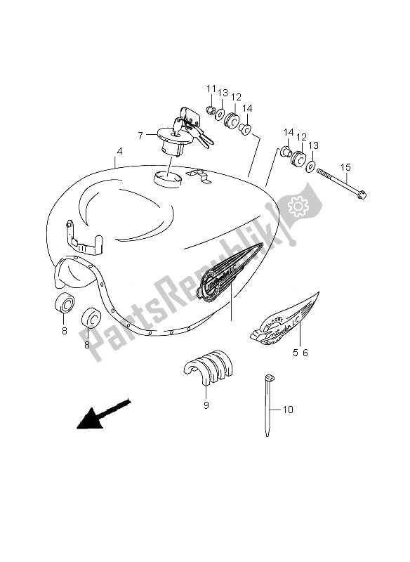 Tutte le parti per il Serbatoio Di Carburante del Suzuki VL 125 Intruder 2007