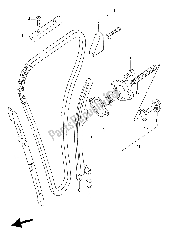 All parts for the Cam Chain of the Suzuki RF 600R 1997