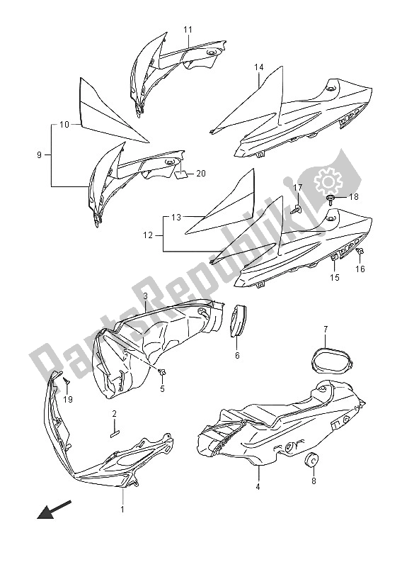 All parts for the Air Intake Pipe (ysf-kgl) of the Suzuki GSX R 750 2016