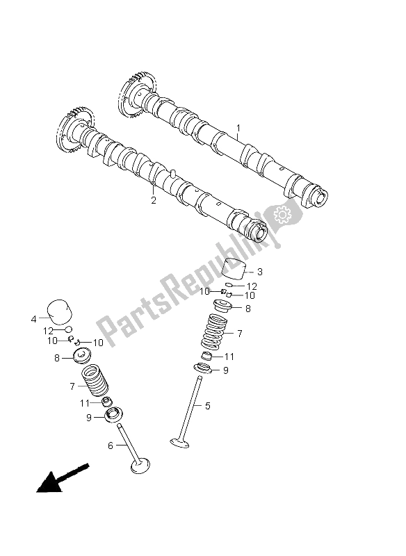 All parts for the Cam Shaft & Valve of the Suzuki GSX R 750 2011