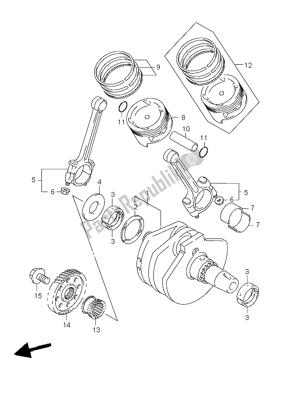 Toutes les pièces pour le Vilebrequin du Suzuki VL 800C Volusia 2006