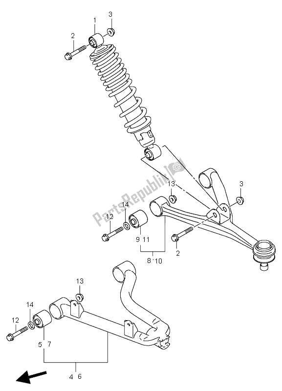 Todas las partes para Suspensión De Brazo de Suzuki LT A 500F Quadmaster 2000