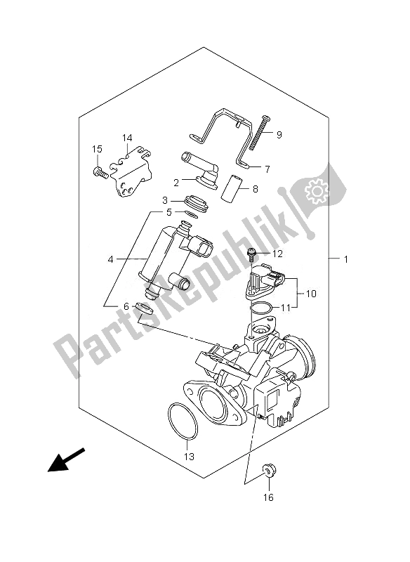 All parts for the Throttle Body of the Suzuki DR 125 SM 2010