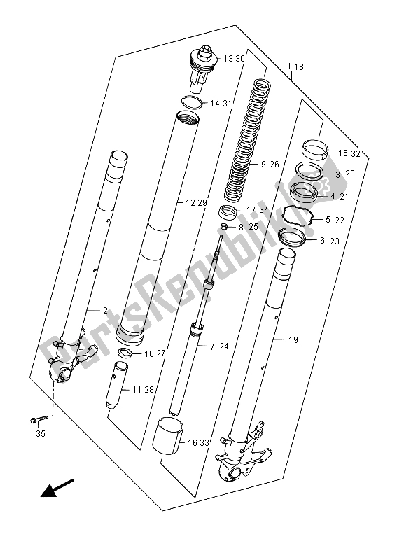 Tutte le parti per il Ammortizzatore Forcella Anteriore del Suzuki DL 1000A V Strom 2015