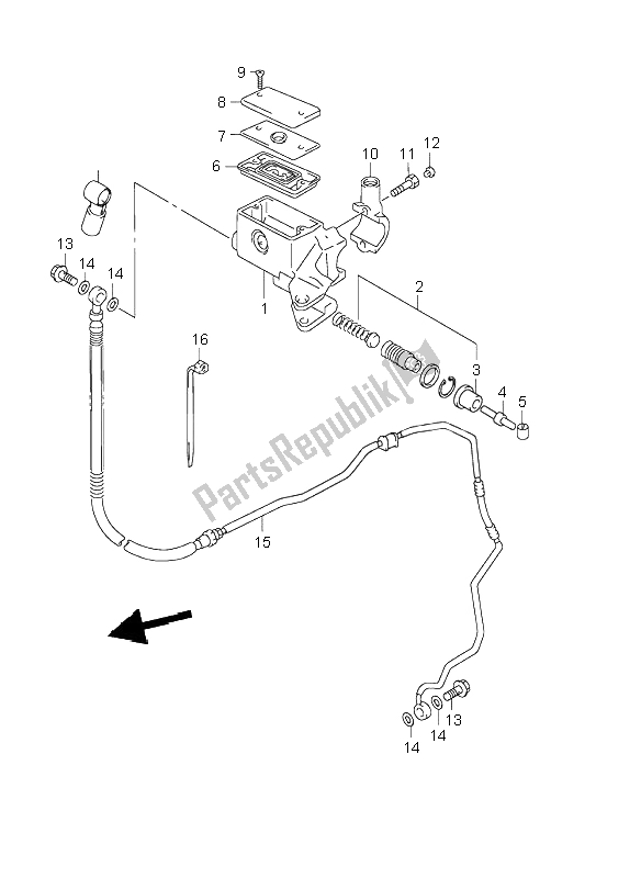 All parts for the Clutch Master Cylinder of the Suzuki VL 1500 Intruder LC 1998