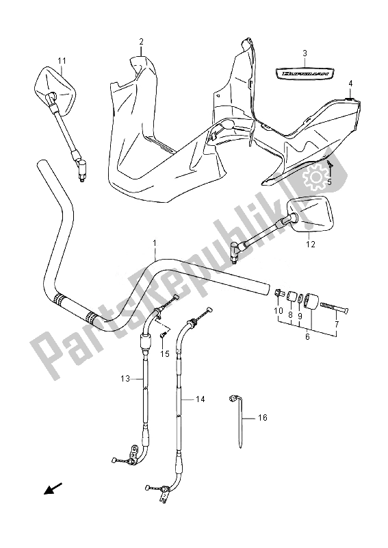 Todas las partes para Manillar (an400a E02) de Suzuki Burgman AN 400 AZA 2014