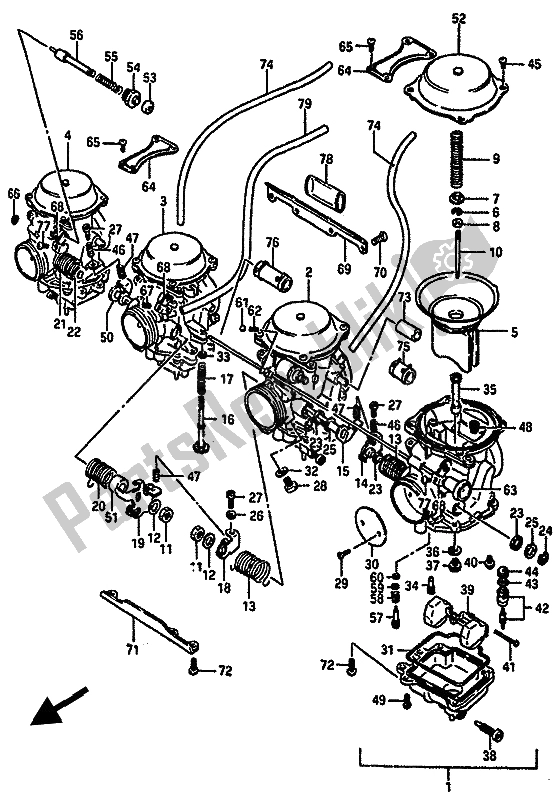 Toutes les pièces pour le Carburateur (e18) du Suzuki GSX R 750X 1987