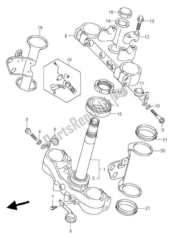 All parts for the Front Fork Bracket of the Suzuki DR Z 400S 2001