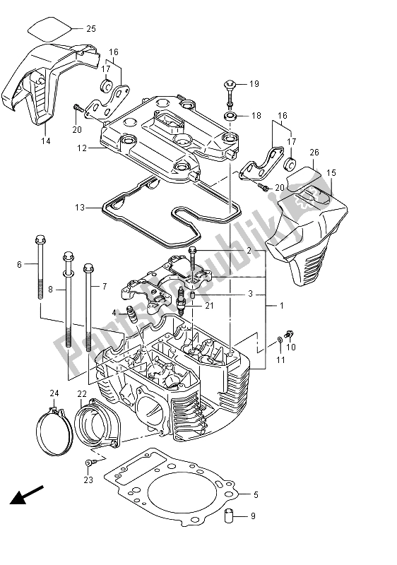 All parts for the Cylinder Head (rear)(vzr1800bz E02) of the Suzuki VZR 1800 BZ M Intruder 2015