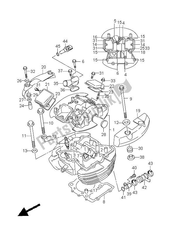 All parts for the Cylinder Head (front) of the Suzuki VZ 800 Marauder 2005