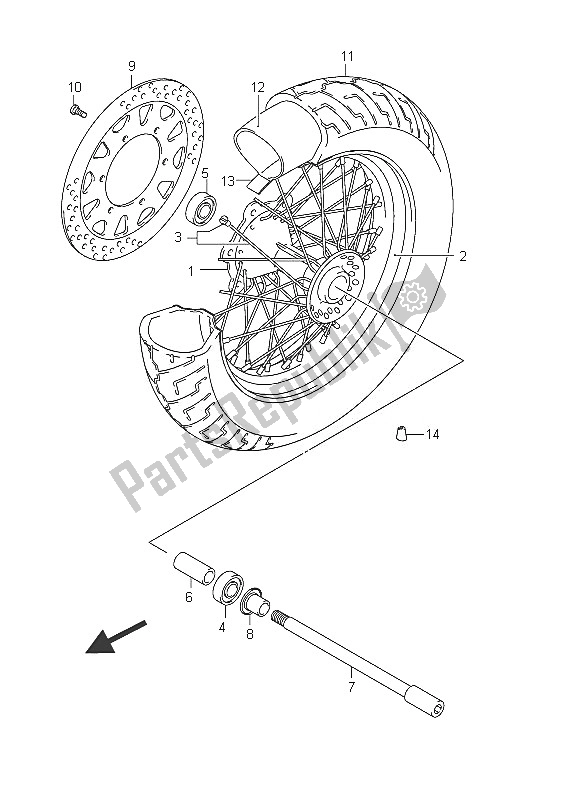 Tutte le parti per il Ruota Anteriore (vl800ue E19) del Suzuki C 800 VL Intruder 2011