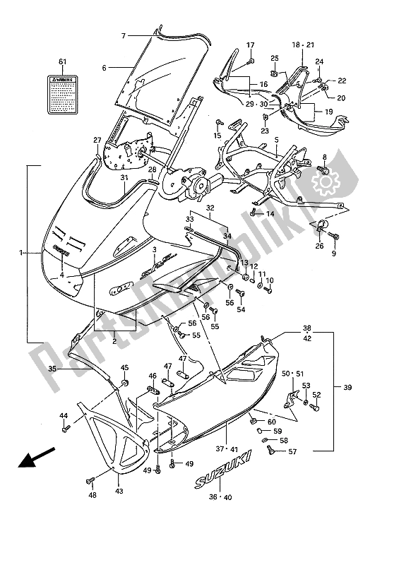 Tutte le parti per il Cowling (9wv) del Suzuki GSX 1100F 1988