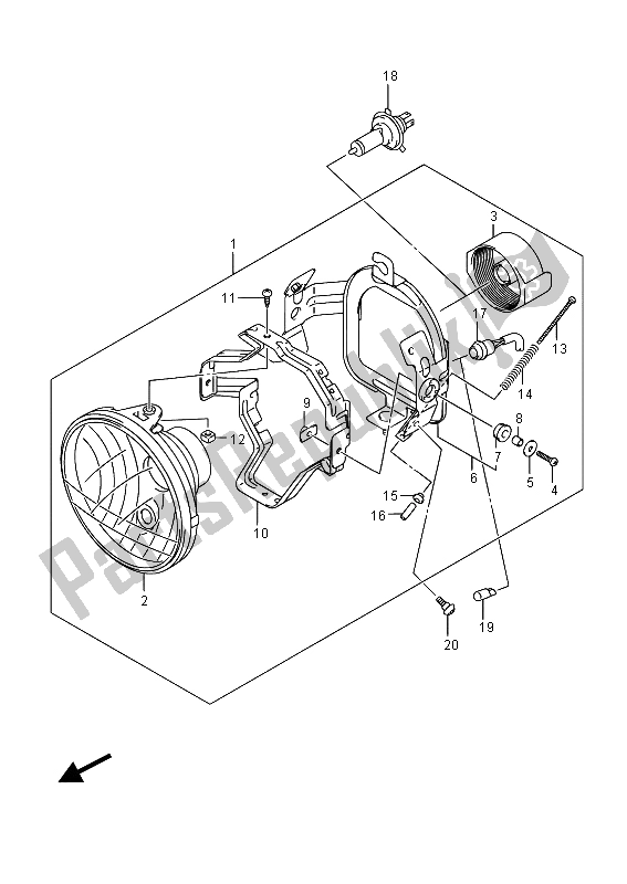 Todas las partes para Linterna Frontal (e02) de Suzuki VL 1500T Intruder 2015