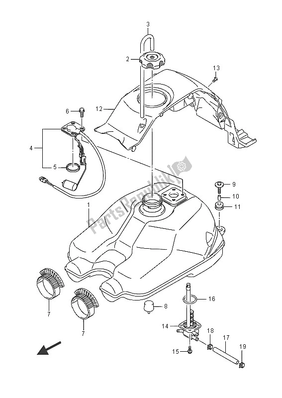 All parts for the Fuel Tank of the Suzuki LT F 400F Kingquad FSI 4X4 2016