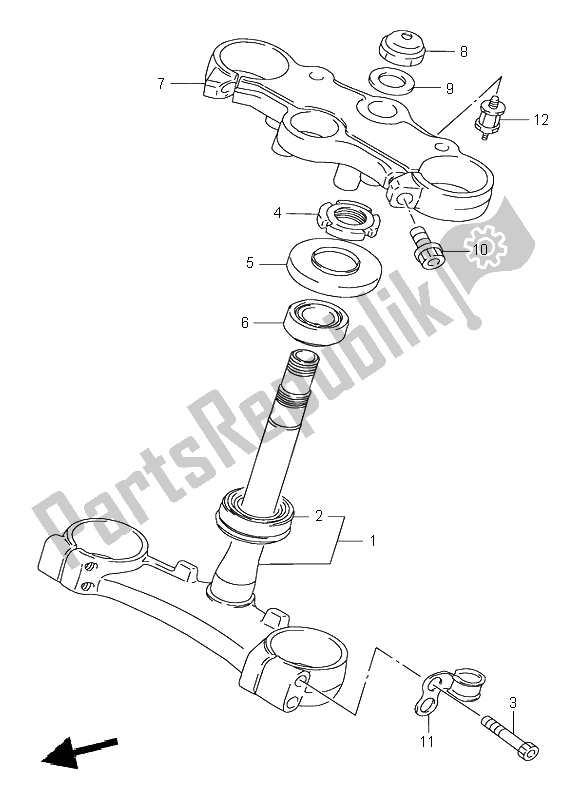 All parts for the Steering Stem of the Suzuki GSX R 1100W 1995