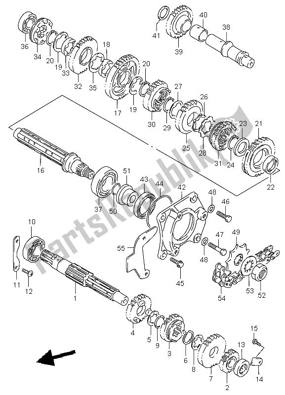 All parts for the Transmission of the Suzuki LT F 160 Quadrunner 2004