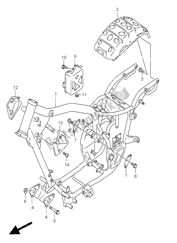 All parts for the Frame of the Suzuki VL 250 Intruder 2006