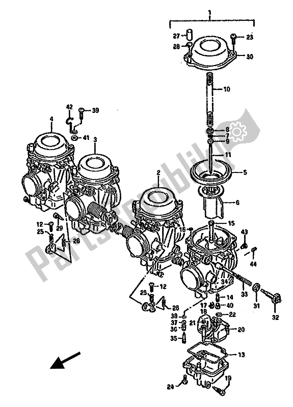 All parts for the Carburetor of the Suzuki GSX 750F 1990