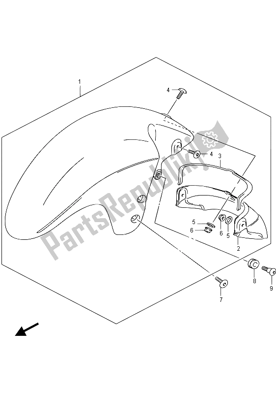 Toutes les pièces pour le Garde-boue Avant (gsx1300ra E02) du Suzuki GSX 1300 RA Hayabusa 2015