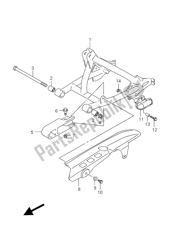 Tutte le parti per il Braccio Oscillante Posteriore del Suzuki DR Z 70 2012