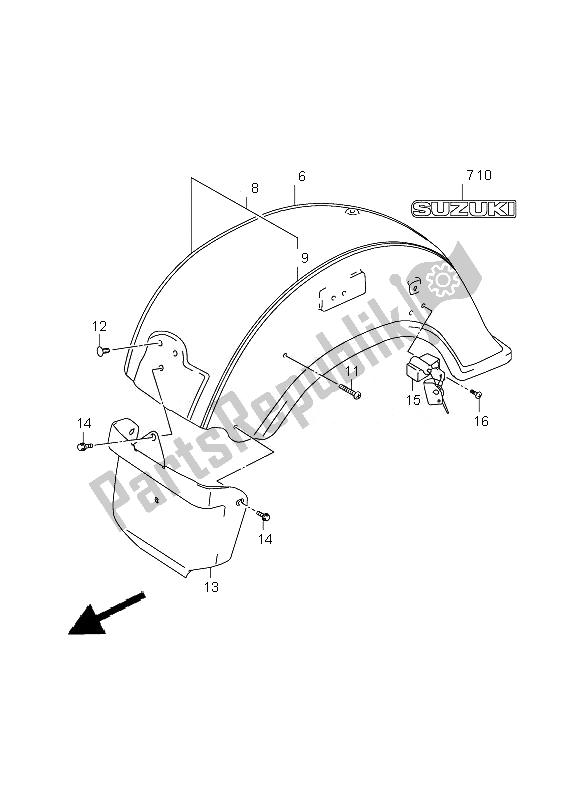 Tutte le parti per il Parafango Posteriore del Suzuki VL 1500 Intruder LC 2007