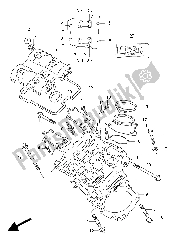 All parts for the Front Cylinder Head of the Suzuki TL 1000S 2000