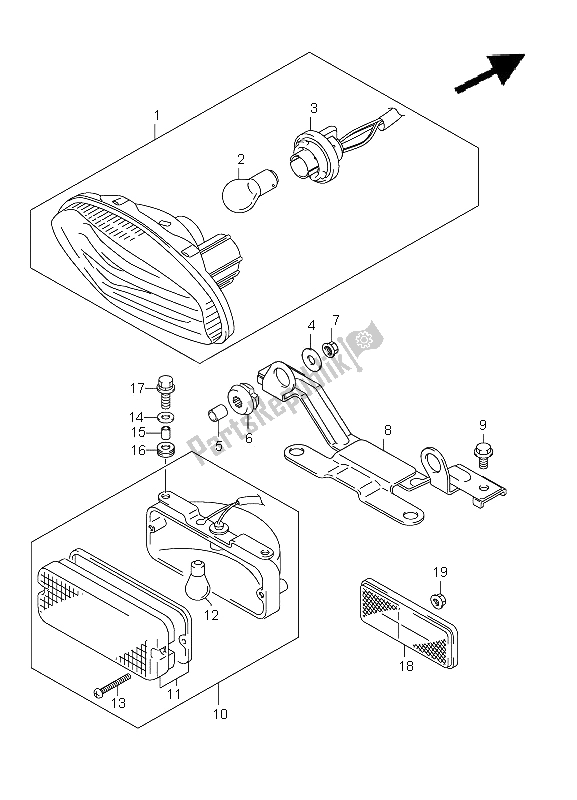 All parts for the Rear Combination Lamp (lt-a500xz P17) of the Suzuki LT A 500 XZ Kingquad AXI 4X4 2012