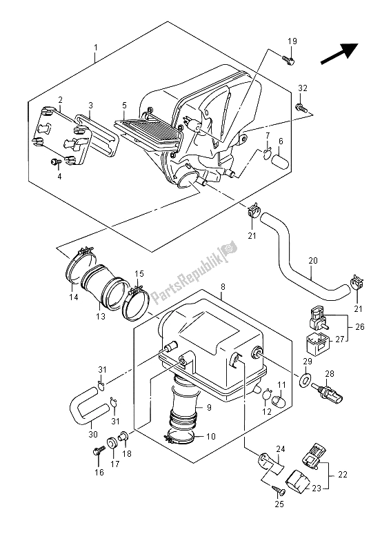 All parts for the Air Cleaner of the Suzuki AN 650Z Burgman Executive 2015