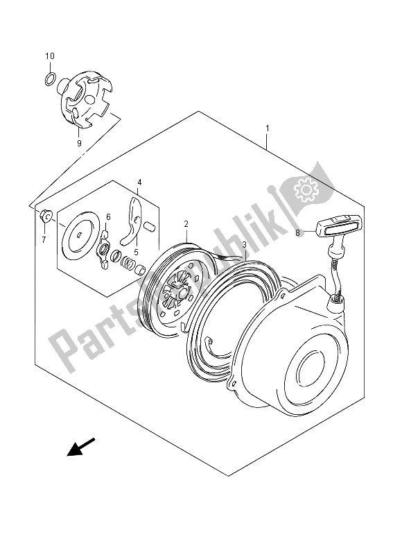 All parts for the Recoil Starter of the Suzuki LT F 400F Kingquad FSI 4X4 2015