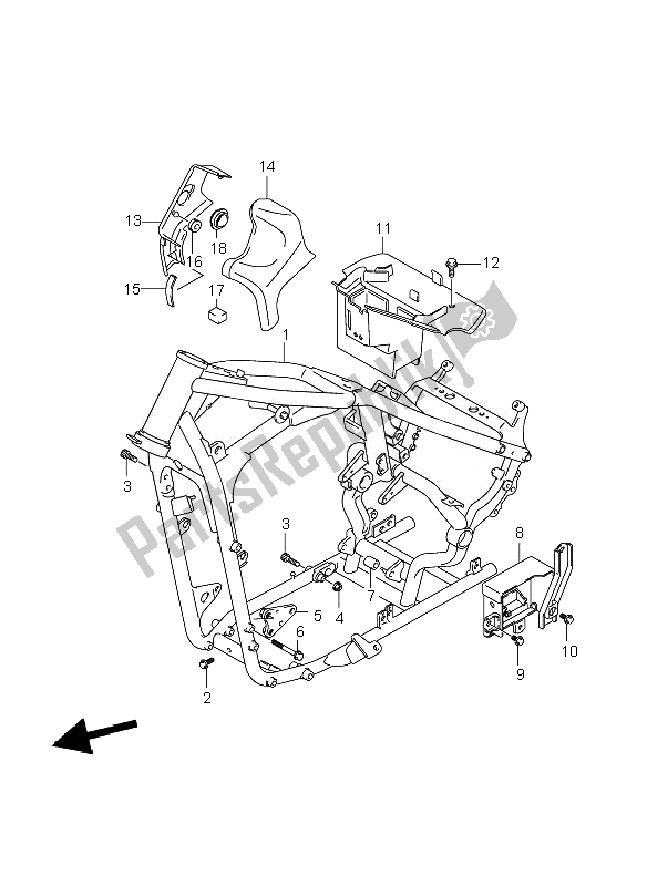 All parts for the Frame of the Suzuki VL 800C Volusia 2007