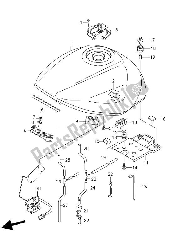 All parts for the Fuel Tank of the Suzuki GSF 1250 Nsnasa Bandit 2007