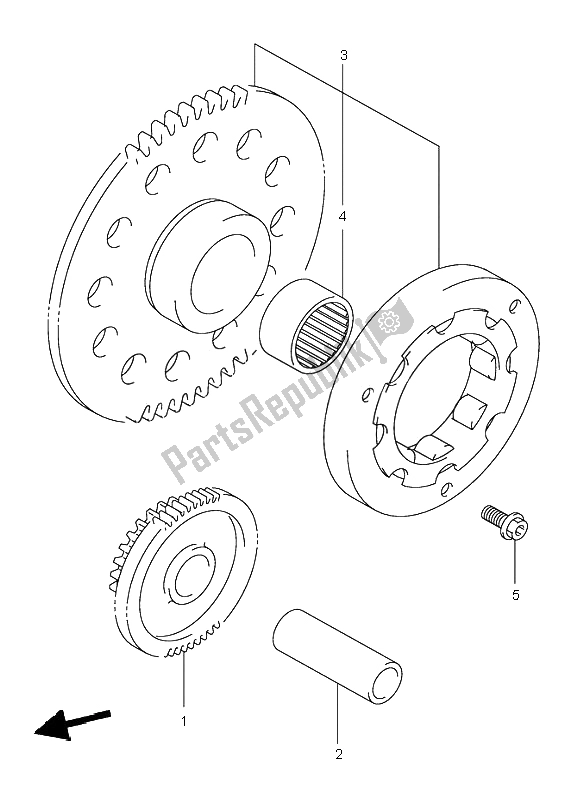 All parts for the Starter Clutch of the Suzuki VL 250 Intruder 2001