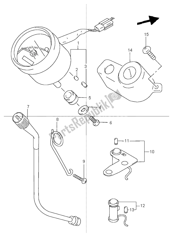 All parts for the Speedometer of the Suzuki TR 50S Street Magic 1998