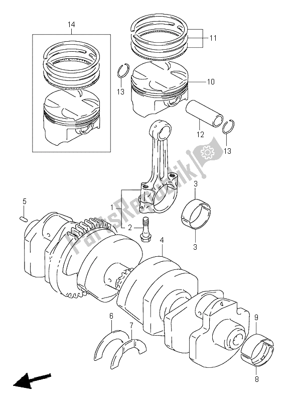 Todas as partes de Virabrequim do Suzuki GSX R 1100W 1995