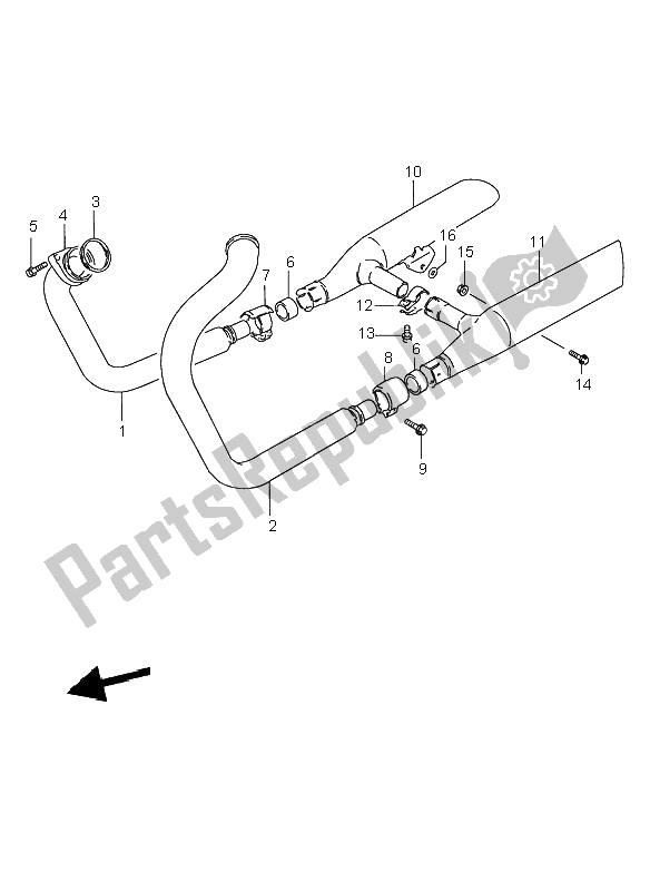 All parts for the Muffler of the Suzuki VS 800 Intruder 2000