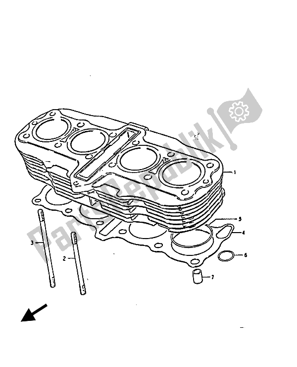 All parts for the Cylinder of the Suzuki GS 850G 1986