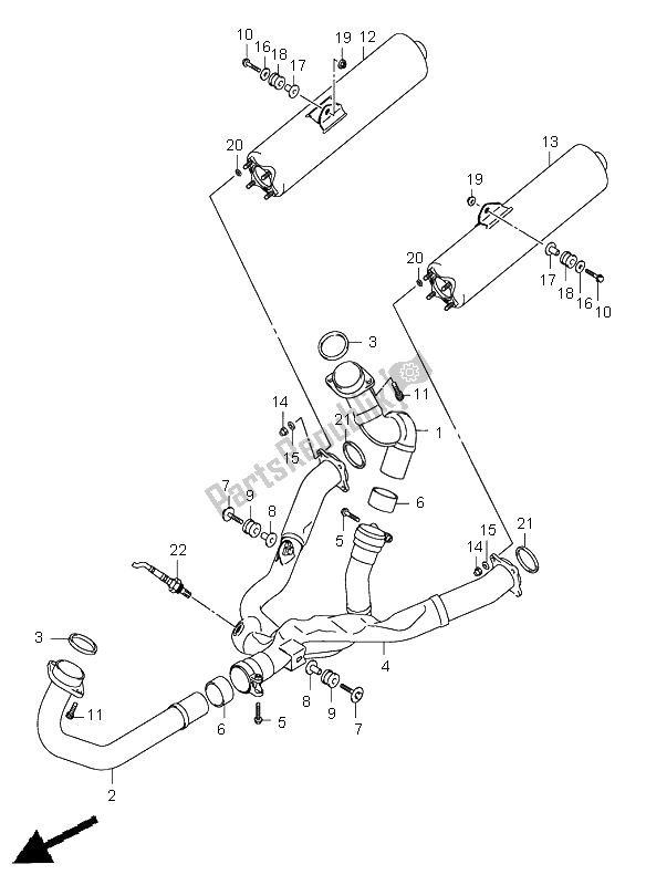 Todas las partes para Silenciador de Suzuki SV 1000 NS 2005