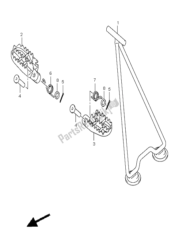 All parts for the Stand & Footrest of the Suzuki RM 250 2001