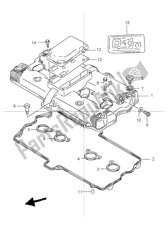 Alle onderdelen voor de Kleppendeksel van de Suzuki GSX 1200 Inazuma 2000