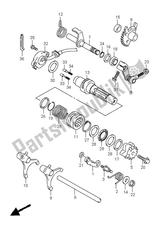 All parts for the Gear Shifting of the Suzuki LT A 400F Kingquad 4X4 2008