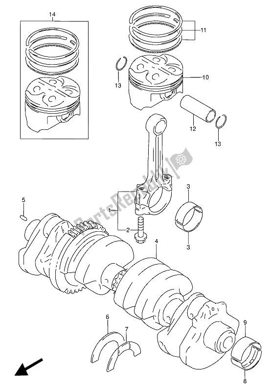 Todas las partes para Cigüeñal de Suzuki RF 600 RU 1993