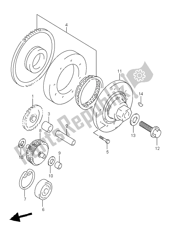 All parts for the Starter Clutch of the Suzuki TL 1000R 2000